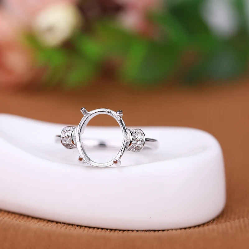 10*11mm 925 Sterling Silver Color Ring Setting Oval Cabochon Base Adjustable Blanks Supplies for Jewelry Making 11*15mm | Украшения и