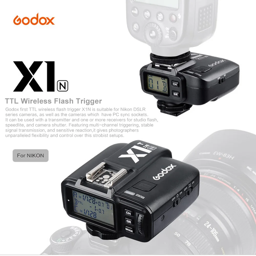 Godox X1N TTL 2 4 ГГц Многофункциональный беспроводной триггерный передатчик вспышки