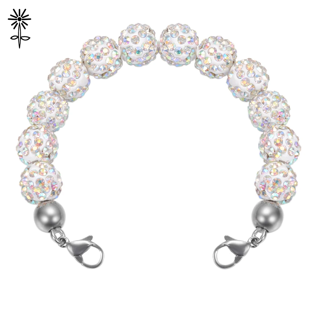 Стразы камень эластичный браслет бусина нержавеющая сталь подходит для