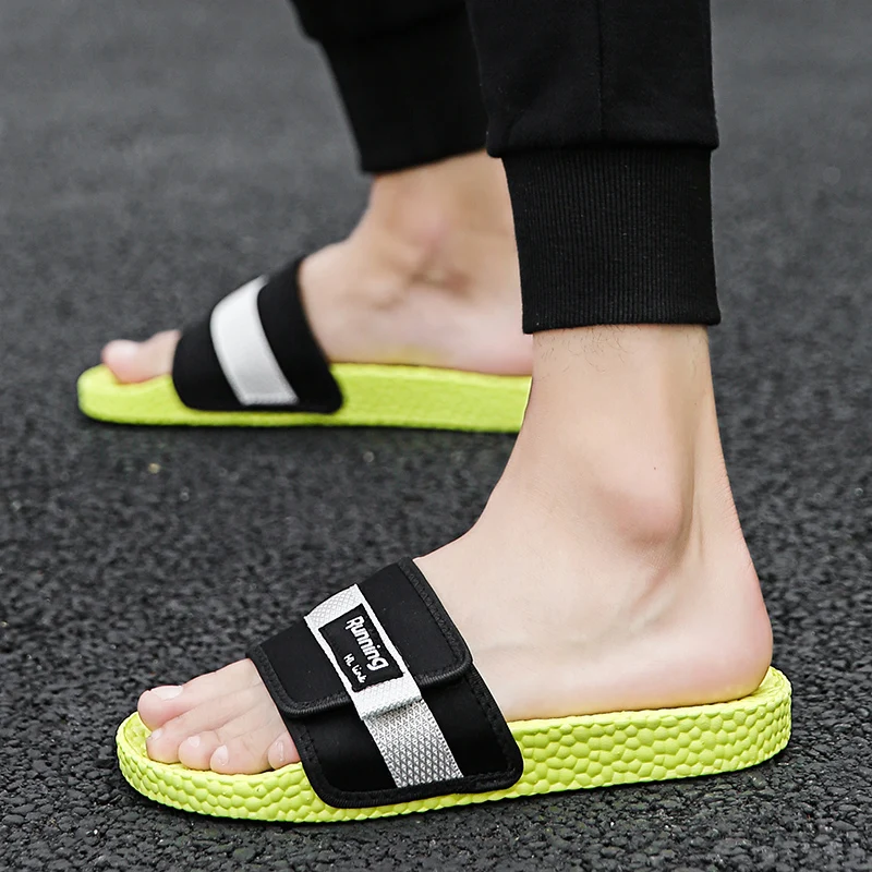 Indoor Home Shoes Man Slippers Green Mens Slip On Sandals Flats Slides Comfortable Breathable men Casual | Обувь