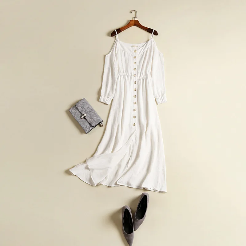 Бесплатная доставка 2017 летнее дамское модное платье хлопковое и льняное с