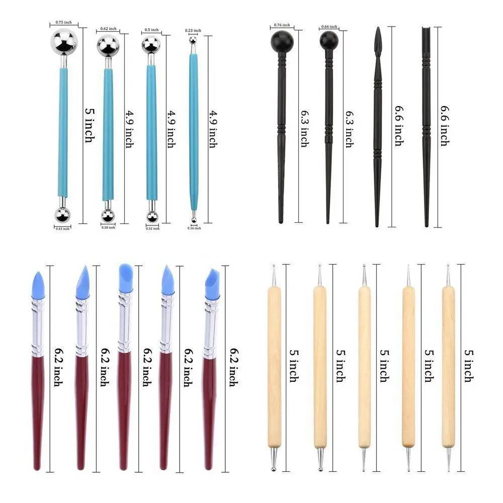 

DSHA Hot Sale Ball Stylus Dotting Tools 18 pcs Clay Tools Sculpture Modeling Tools for Pottery Sculpture Plastic Paper Flowers