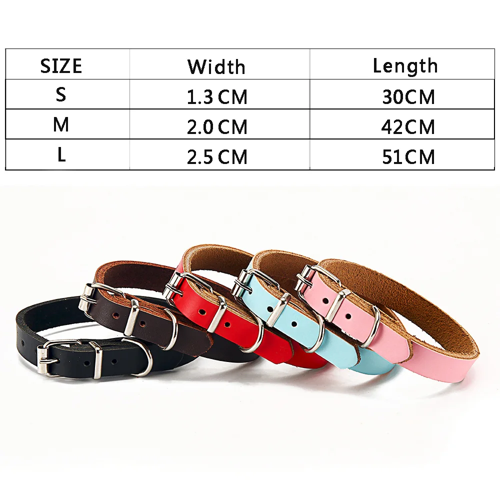 Leather Dog Collar Adjustable for Cats Necklace Small Large Dogs Outdoor Puppy Training Accessories MP0061 | Дом и сад