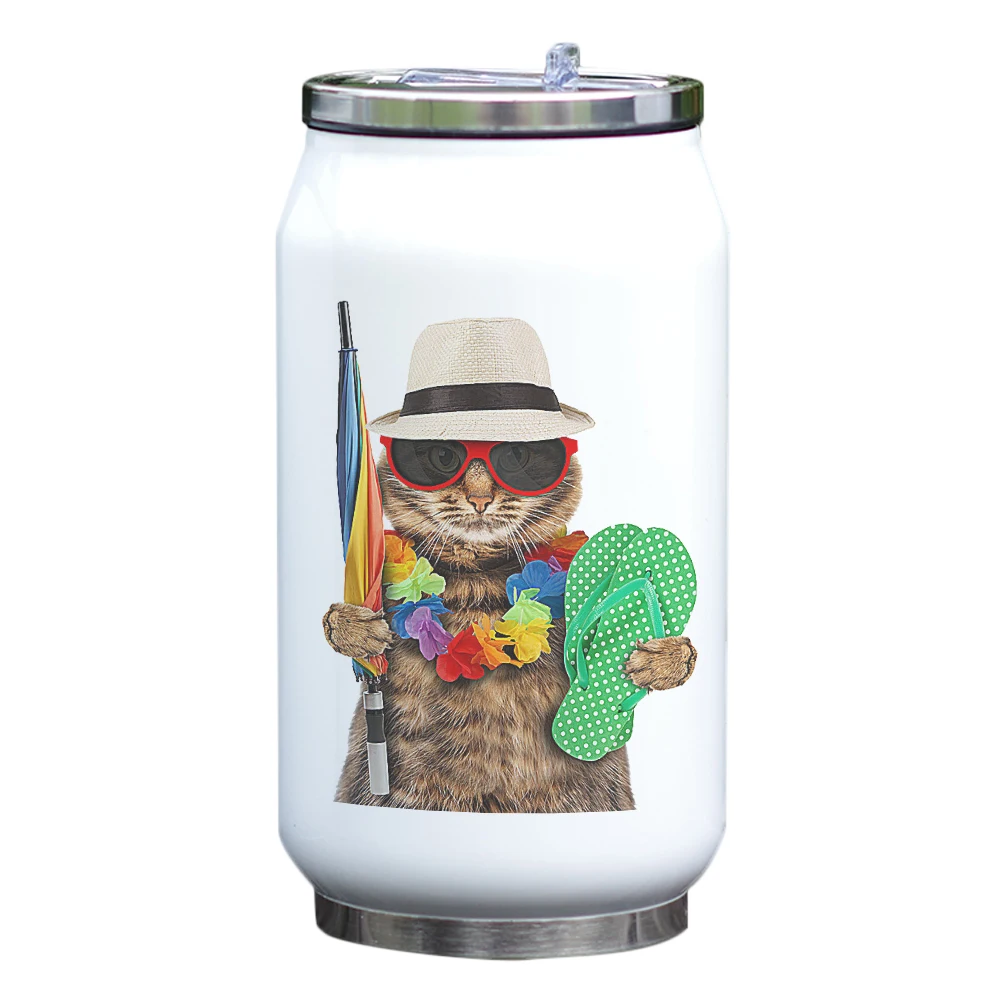 11oz Cola Water Can Fantastic Designed Cats Theme Insulated Thermos Double Wall Stainless Steel Vacuum Bottle Gift for Kids | Дом и сад