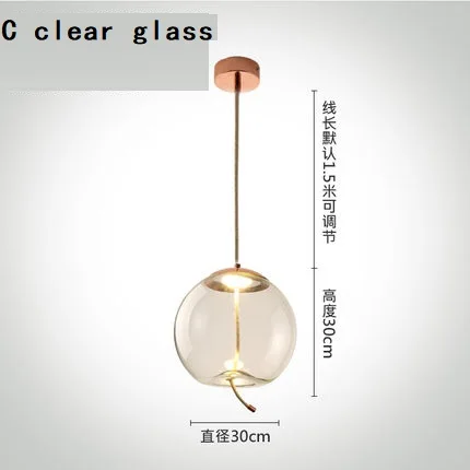 C clear glass Современный стеклянный подвесной светильник с узлом BROKIS, подвесной светильник с подвеской, дизайнерский светильник для кафе-бара, Прямая поставка - Цвет корпуса: C clear glass