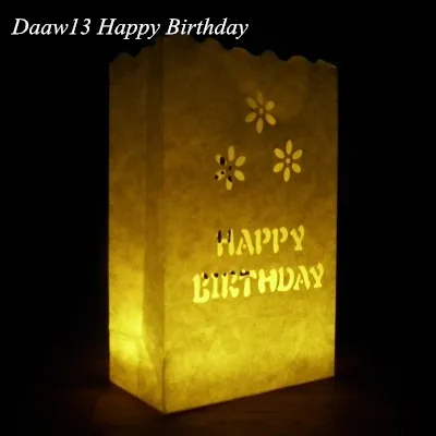 Daaw13 Happy Birthda 28x18x10 см x 10 шт./лот Luminaria светильник держатель Бумага лампы в форме свечи Фонари сумка для свадьбы, Рождества, День рождения украшения - Цвет: Daaw13 Happy Birthda