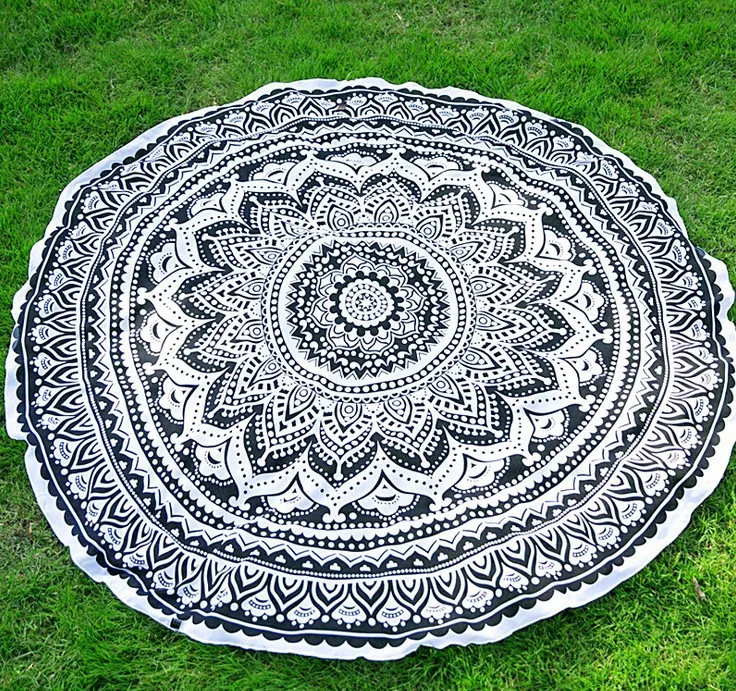 Круглый Пляжное Полотенце Мандала 150 см Пляж Плавать Полотенца Богемия Стиль