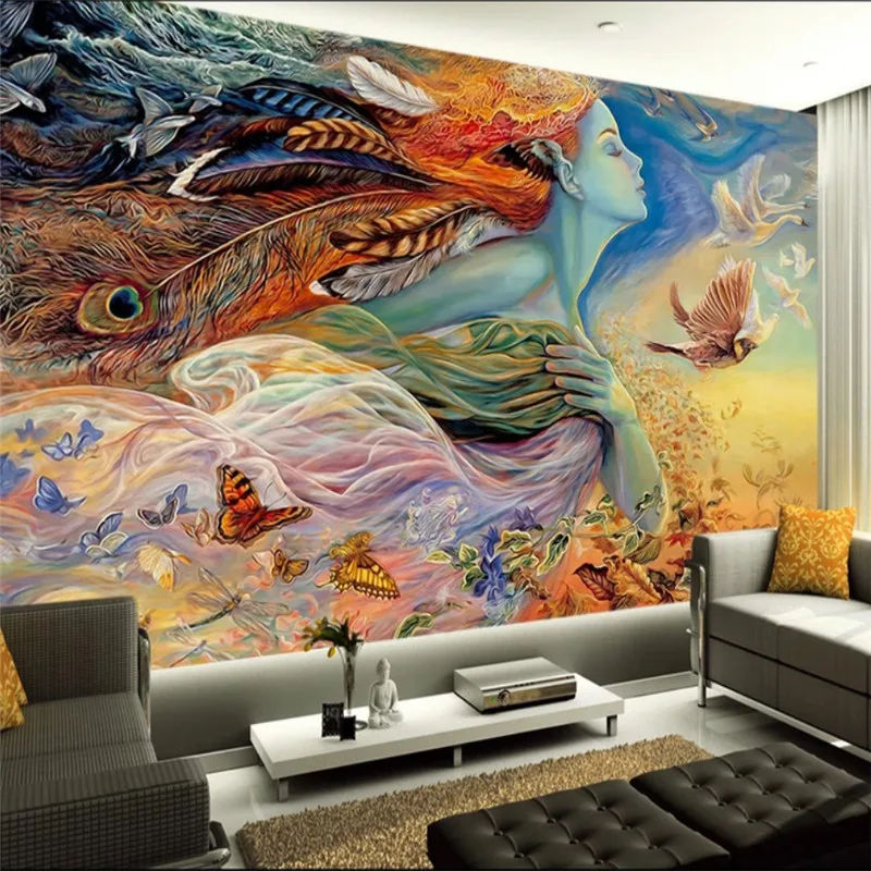 

Custom Wallpaper 3D Elf Beauty Colorful Oil Painting Abstract Art Wall Mural Wallpapers for Living Room Bedroom Walls Home Decor