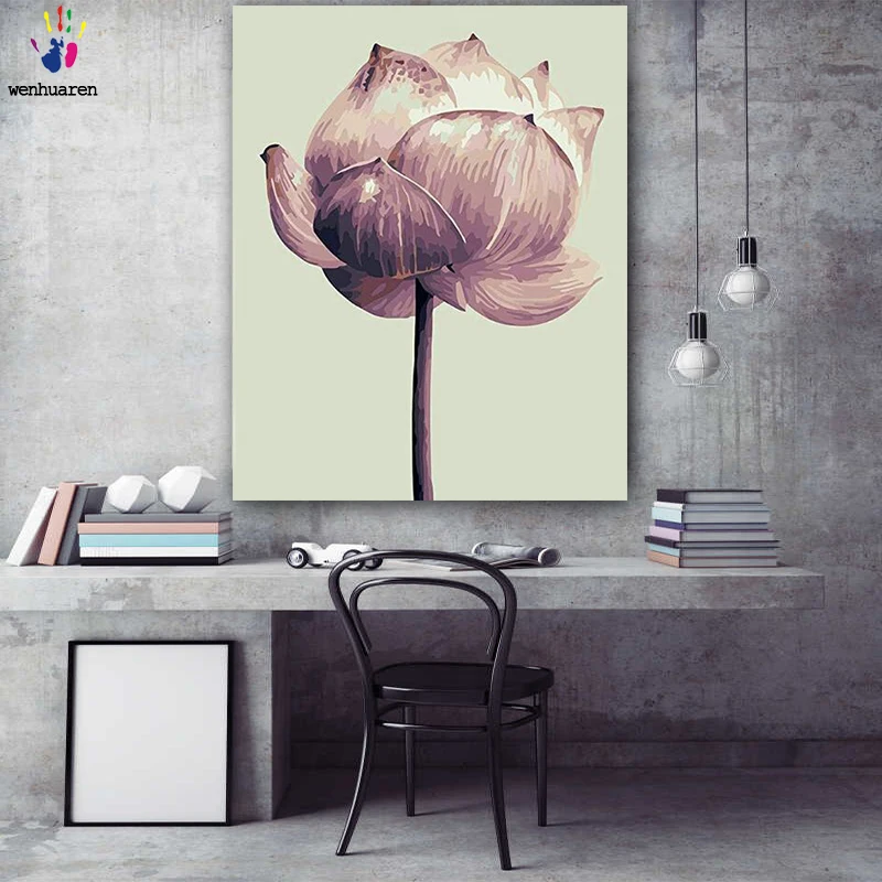 DIY картинки для раскраски по номерам с colorsDifferent лотоса flowersdrawing живописи защелка