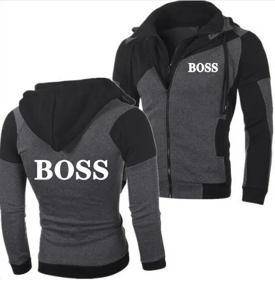 Новинка 2019 мужская толстовка с капюшоном BOSS индивидуальный цвет двойная молния
