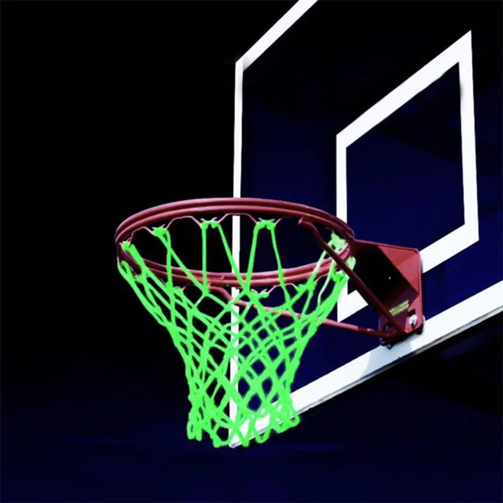 

New Green Luminous Basketball Net Backboard Rim Ball Mesh Nylon Standard Basketball Hoop Net Glowing Light Shooting Training 1PC