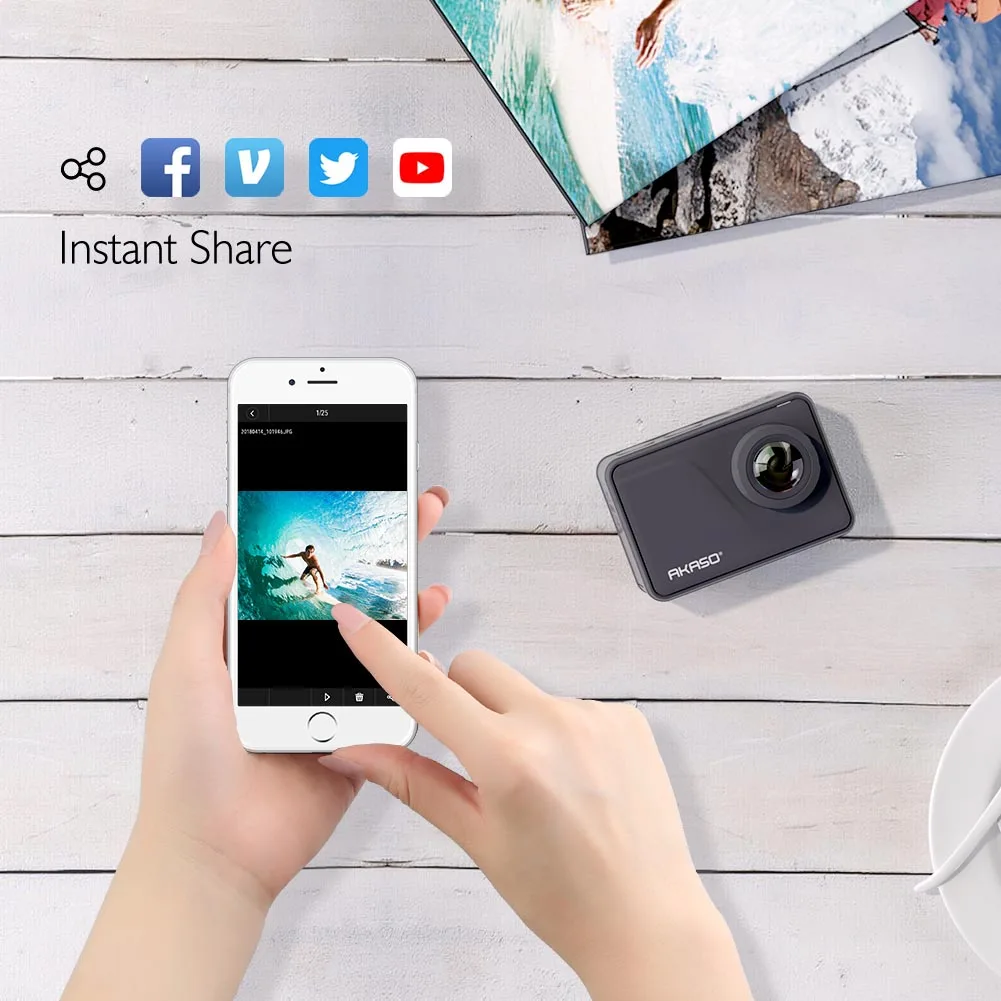 AKASO оригинальная Экшн-камера V50 Pro SE 4K 60fps, встроенная 4G DDR, 2 дюйма, сенсорный экран, 20MP, Спортивная камера, подводная