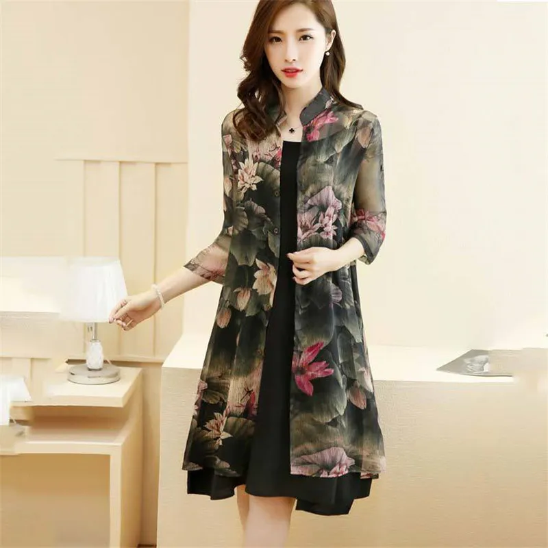

2020 New Large Size Women's Summer Fashion Spring and Summer Two-Piece Loose Middle-aged Female Dresses 5XL D244