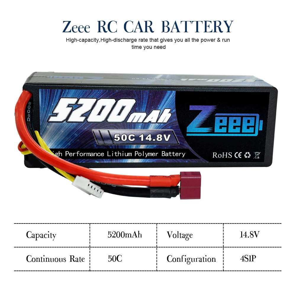 Zeee 5200 мАч аккумулятор с ру для RC автомобиля 4S RC LiPo батарея LiPo 14,8 в 4S 50C с штекером Deans для RC вертолета автомобиля лодки грузовика