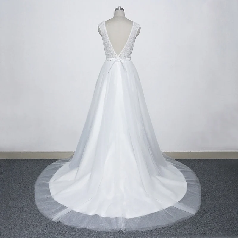 E JUE SHUNG White Lace Backless Wedding Dresses 2018 Cap Sleeves Sheer Beach Gowns robe de mariee vestidos novia | Свадьбы и