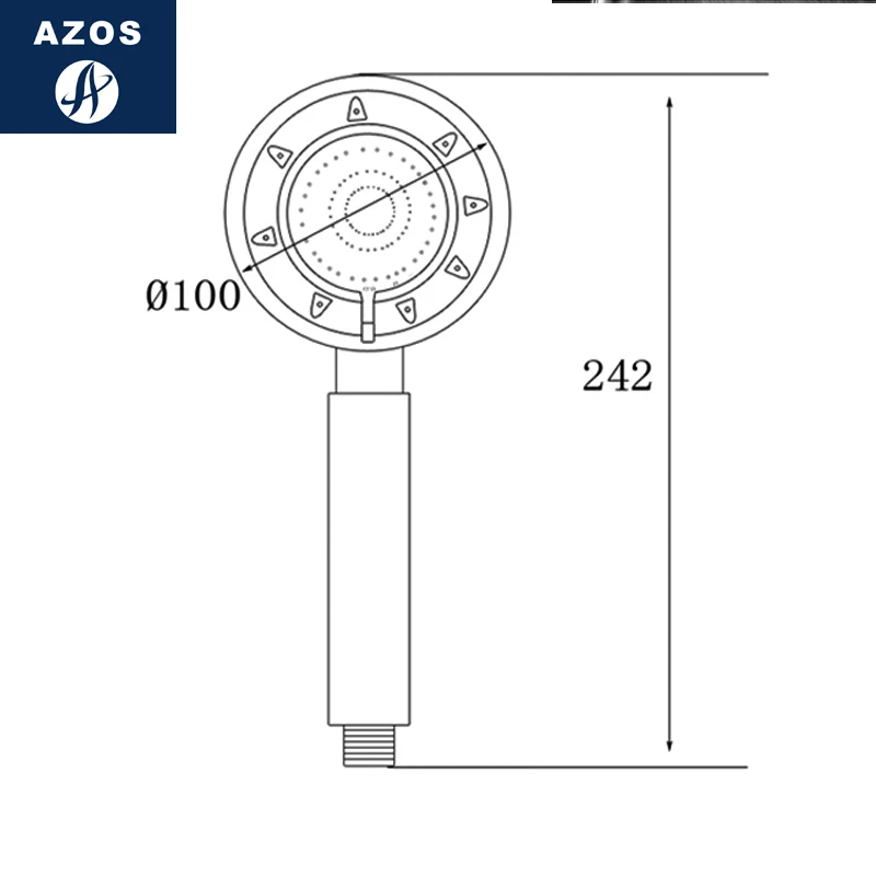 Насадка для душа Azos хромированная из АБС пластика три функции под давлением