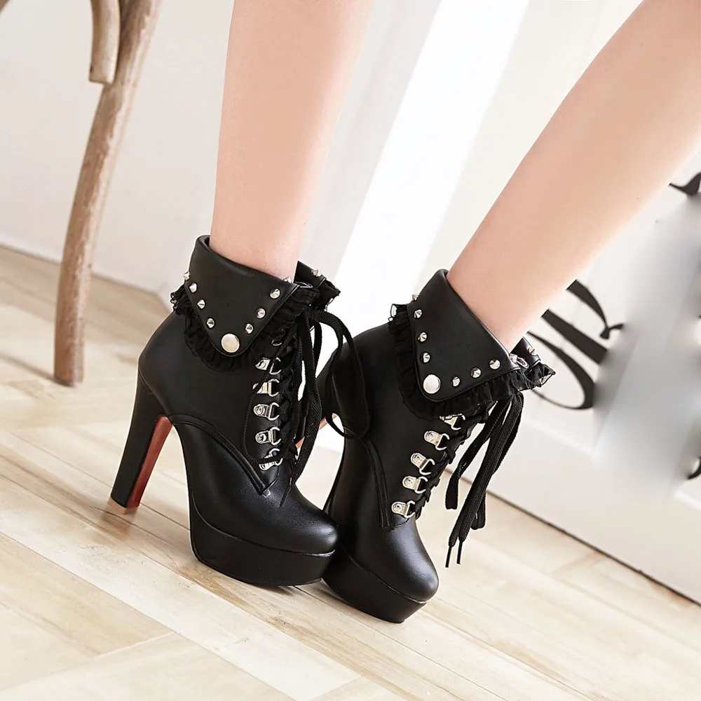 Модные ботинки женские красивые ботильоны для женщин на платформе и высоком