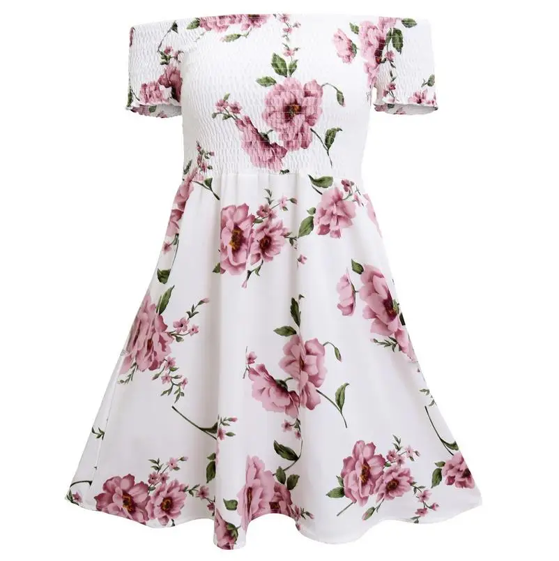 

Summer Hot selling paragraph cute MINI print the word shoulder short sleeve wrapped chest dress