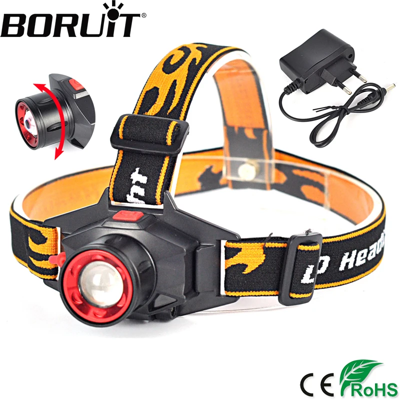Налобный фонарь BORUiT светодиодный 1000 лм XML Q5 с 3 режимным увеличением|camping head torch|head