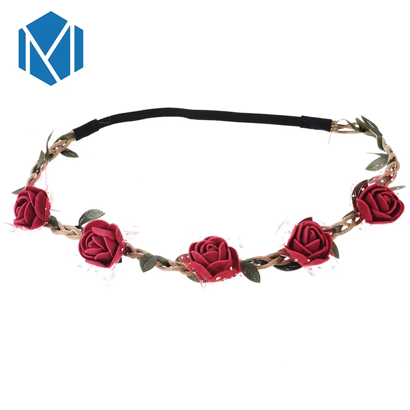M MISM Boho тканевая Цветочная Корона Женская повязка на голову для девочек цветочный