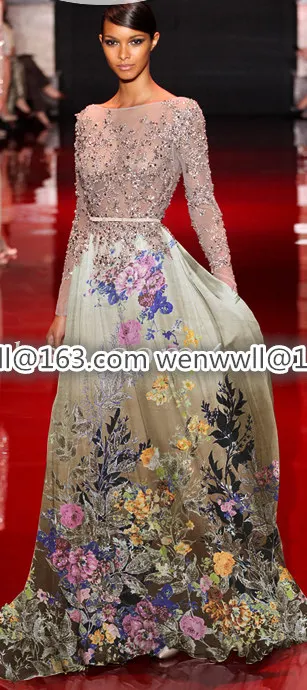 High quality Designer 100% pure natural mulberry silk chiffon fabric orange green and gray flower 1meter X148 | Дом и сад