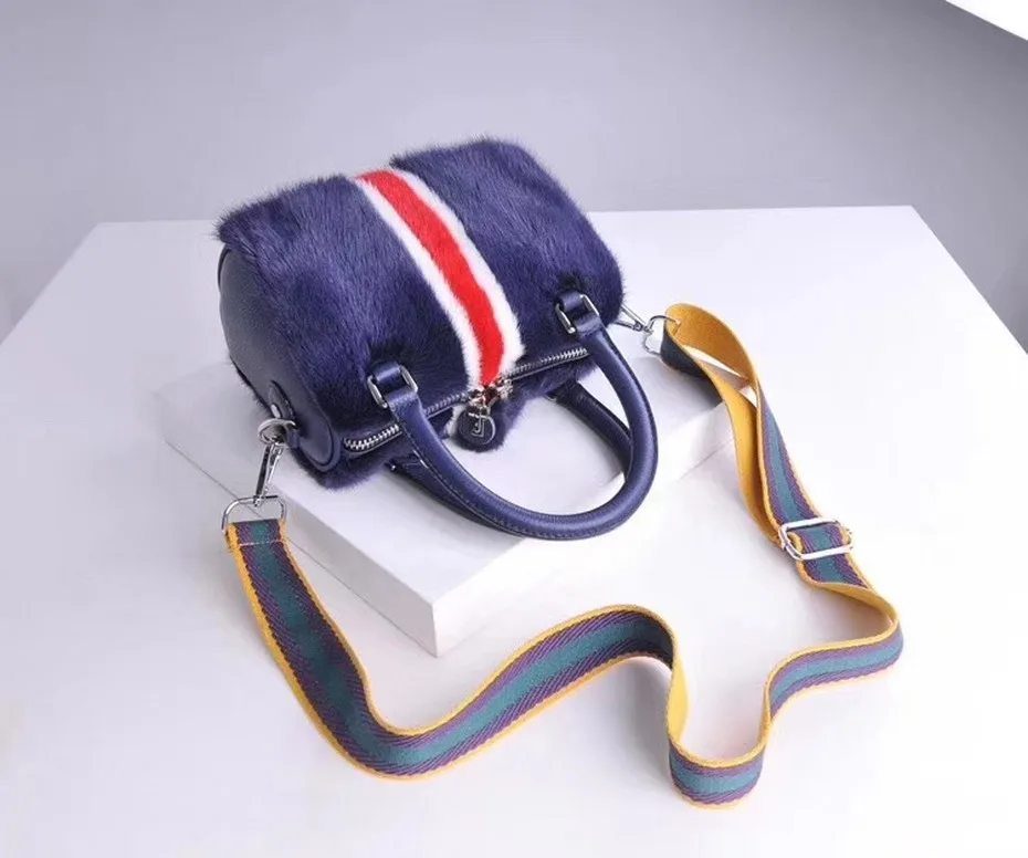 2018 женские роскошные сумки из натурального меха норки синие классические супер