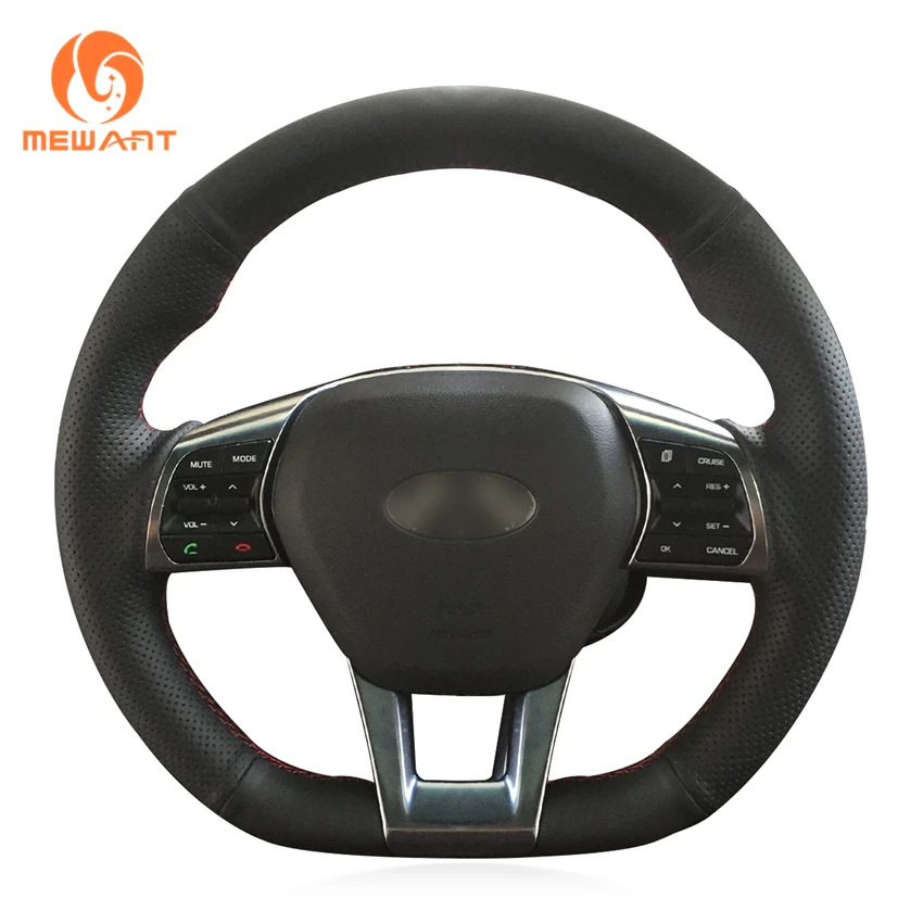 Чехол на руль автомобиля MEWANT из черной искусственной кожи для Hyundai Sonata 9 2015 2016 2017 (3