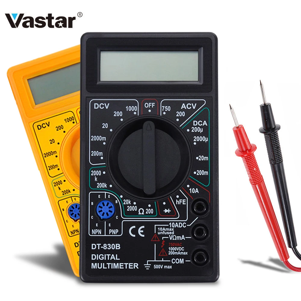 LCD Digital Multimeter AC/DC 750/1000V Digital Mini Handheld Multimeter for Voltmeter Ammeter Ohm Tester Meter With Probe