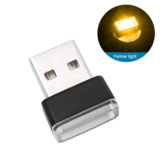 Мини-светодиод машины декоративные светодиодные лампы USB атмосферу свет аварийный ночник Универсальный PC Портативный Plug and Play красный/синий/белый - Испускаемый цвет: Цвет: желтый
