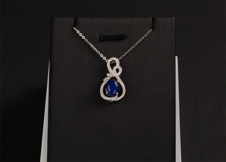 Platinum plated MeiBaPJ натуральный Лазурит, драгоценный камень Модный кулон Цепочки и ожерелья для Для женщин Настоящее серебро 925 проба изящное ювелирное изделие "Шарм" 2 цвета - Цвет камня: Platinum plated