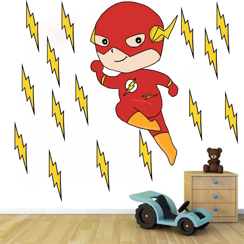 С героями мультфильмов принтом флешмен Super Hero АНИМЕ DIY Wall Art Наклейки для детей