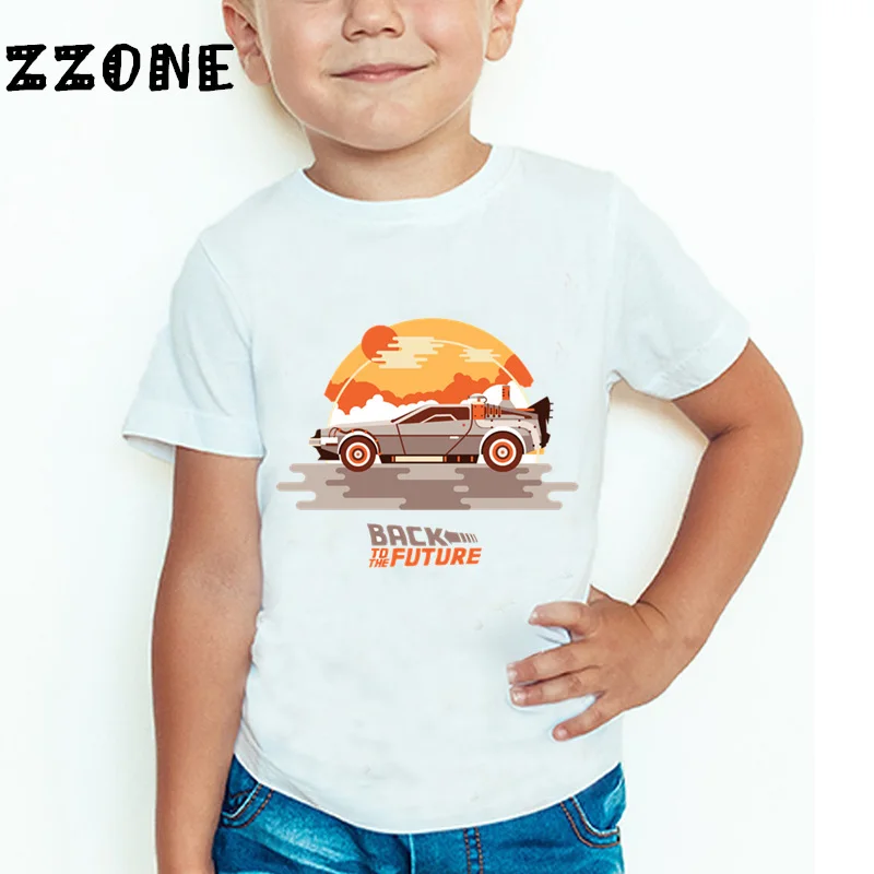 whiteL DMC Delorean/детская футболка «снова в будущее» летние топы с короткими рукавами для мальчиков и девочек, детская модная повседневная одежда HKP2260 - Цвет: whiteL
