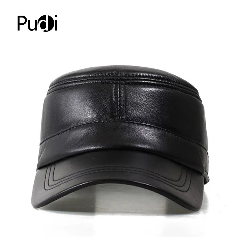 HL7071 genuine leather men baseball cap hat brand new  men's real leather adult solid adjustable army hats/caps