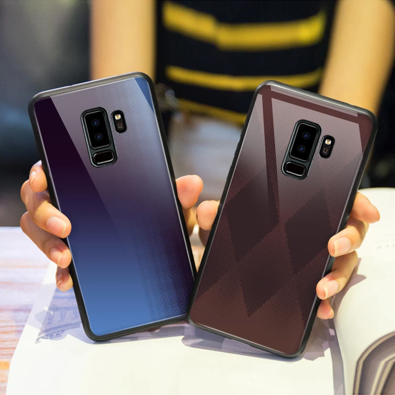 For samsung s9 case Mofi for plus glass hard marble grain black white galaxy |