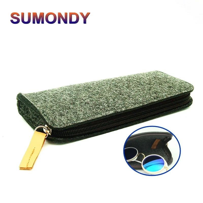 SUMONDY модная дизайнерская сумка для очков высокого качества из серого фетра на