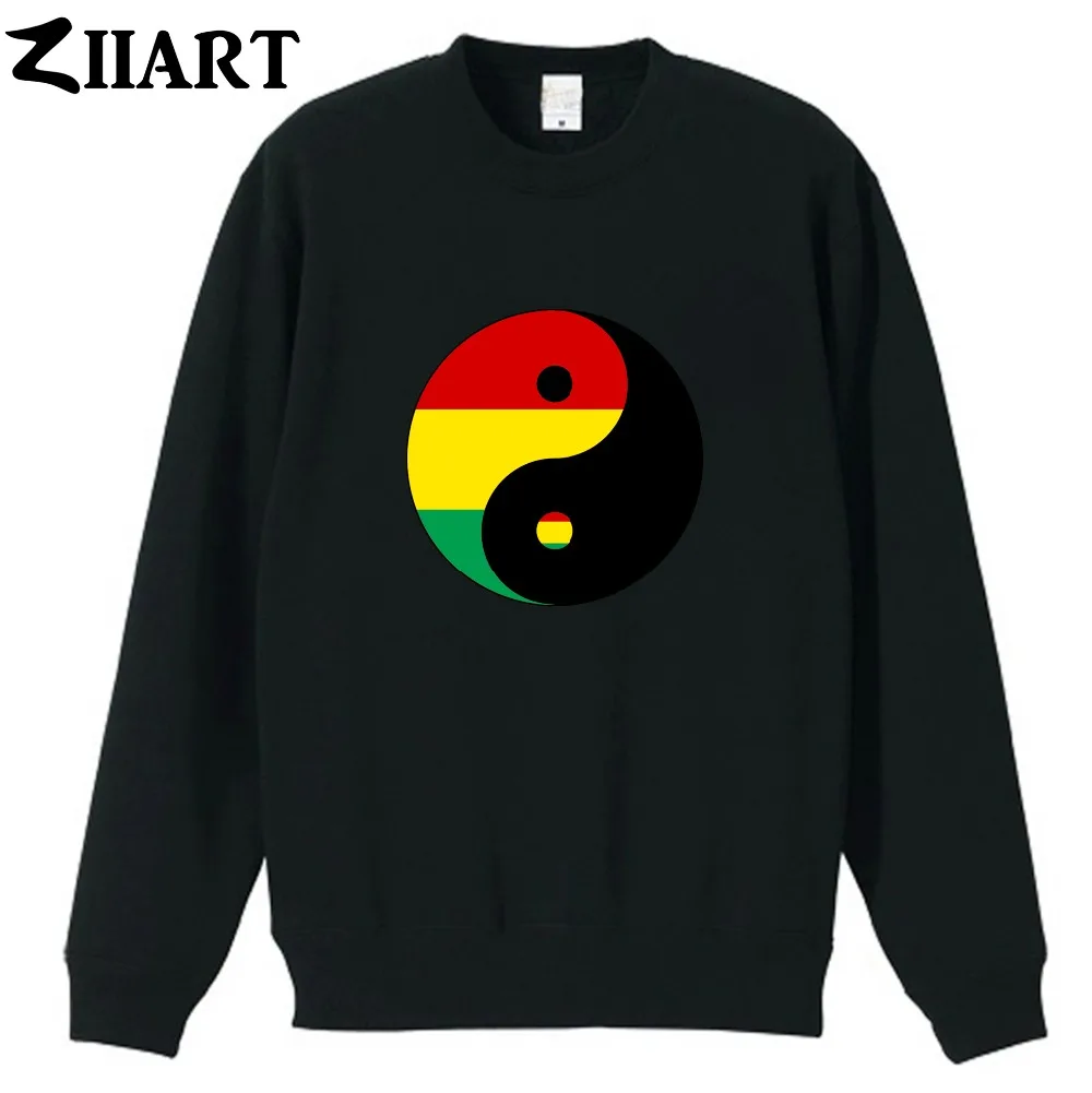 

Женская хлопковая флисовая толстовка Yin yang bagua Chinese philosophy reggae Regge Rasta red yellow green