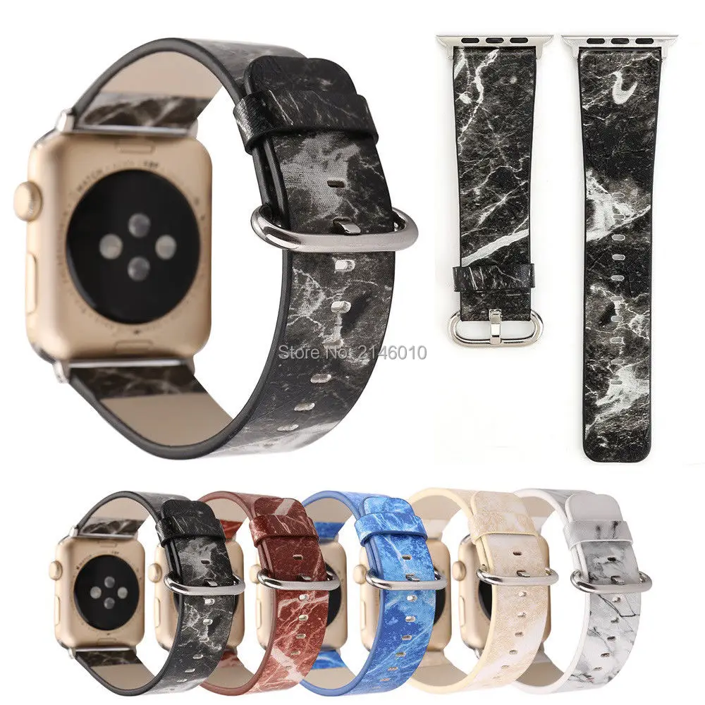 Сменный модный кожаный ремешок с мраморным узором для часов Apple Watch 38 мм 42 серии