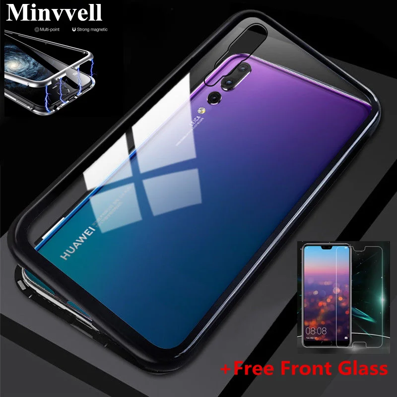 Магнитный поглощающий чехол 360 для Huawei P20 Lite Honor 10 Nova 3e роскошный из закаленного