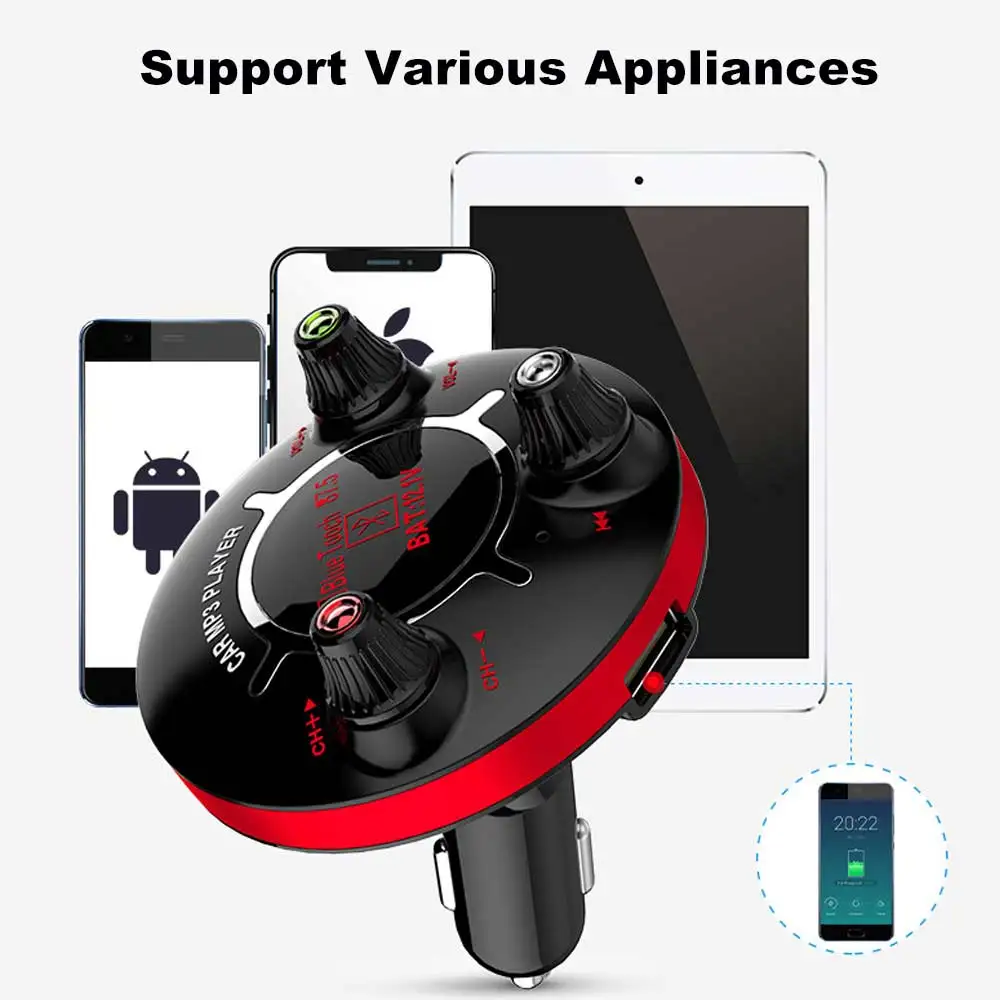 12 V-24 V Беспроводной Bluetooth FM передатчик Aux модулятор автомобильный комплект громкой связи автомобильный аудио MP3 плеер Dual USB Зарядное устройство для мобильного телефона