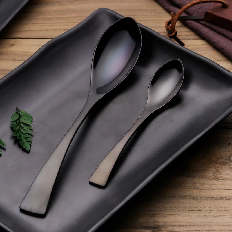 Черный пищевой набор посуды из нержавеющей стали с покрытием|western dinnerware|dinner setset