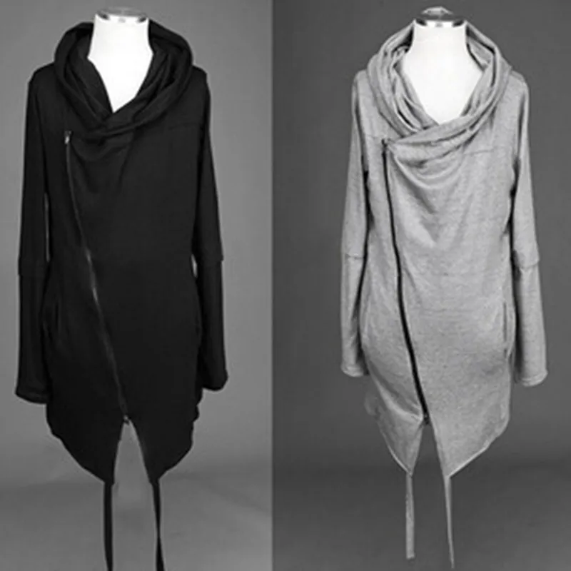 Мужская Тонкая накидка на молнии с капюшоном уличная одежда для ночного клуба