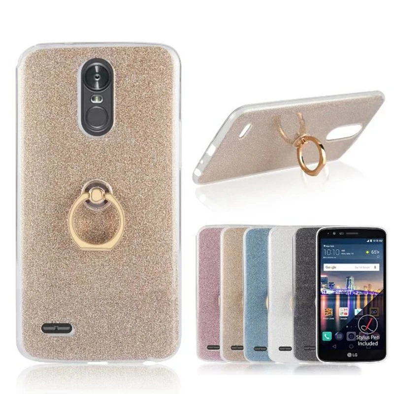 Для LG Stylo 3 5 7 дюймов чехол с блестящей пудрой кольца мягкий TPU для мобильного