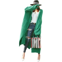 spring fashion solid color knit sweater women casual loose long cardigan coat side split female oversized tops