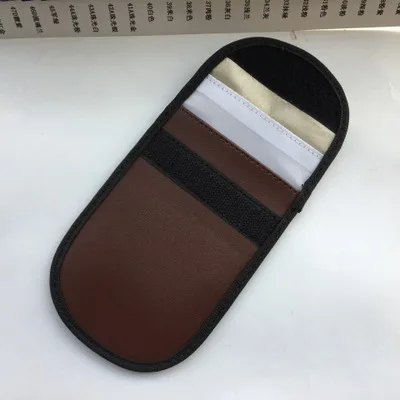 Brown 1pcs Faraday Bag Theft Prevention Car Keyless Key Entry Fob Guard Signal Blocker Storage Bag Shielding Bag Wallet Card Pack - Color: Brown