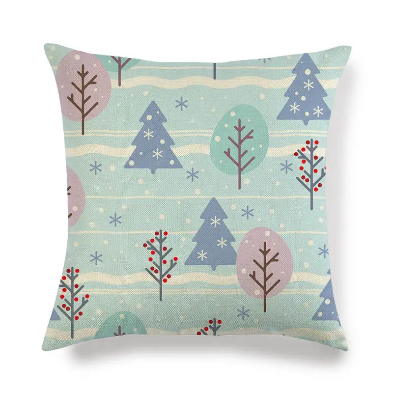 Льняные/Хлопковые наволочки в простом стиле с рождественским узором 45 х45