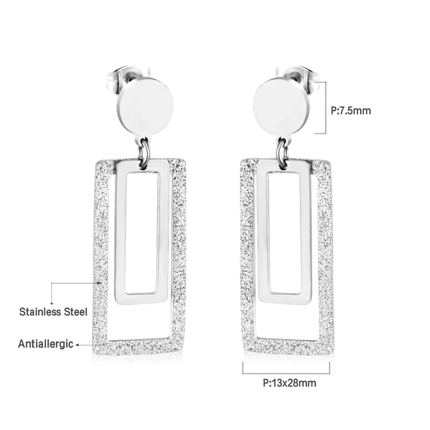 LUXU стальные скрабы геометрические свисающие серьги женские Bijoux Нержавеющая сталь Золото/Серебро Push Back серьги вечерние Прямая поставка