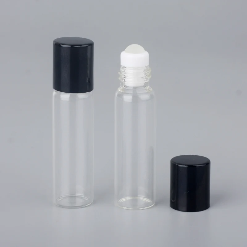 Black 5ml 100 шт./лот, 5 мл, мини многоразовые флаконы для духов в рулонах, флаконы для эфирных масел, пустые флаконы для образцов духов - Цвет: Black 5ml