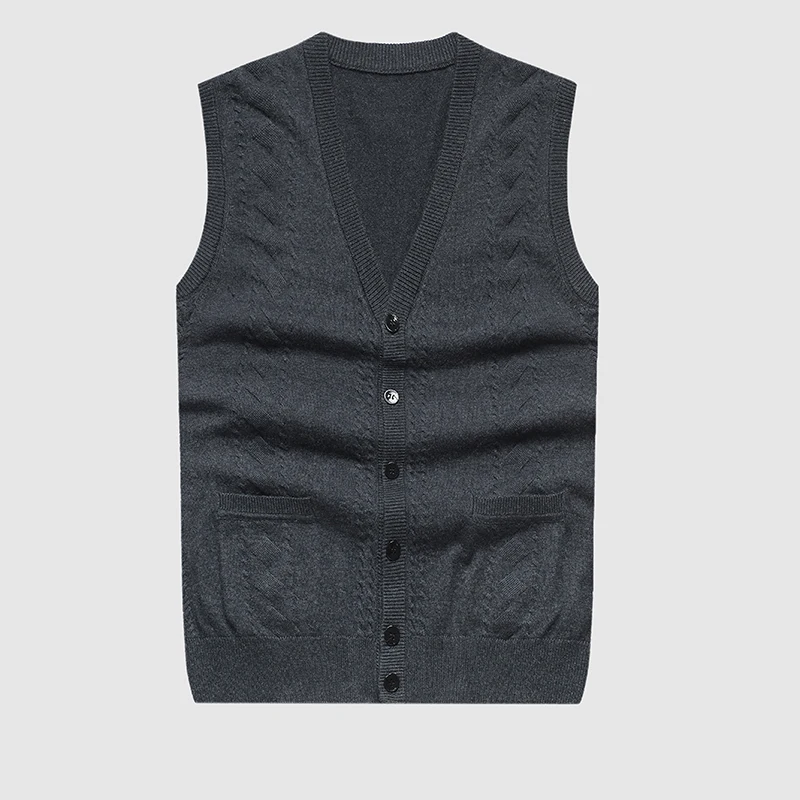 Мужской жилет свитер повседневный стиль шерсть вязаный однобортный мужской