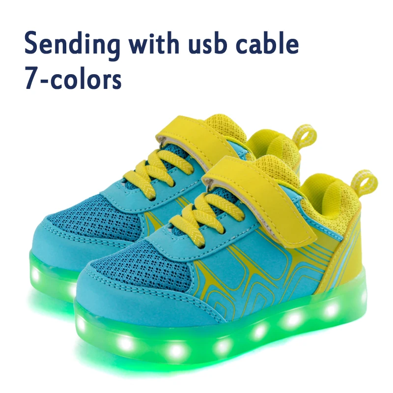 Eur25-37/USB детская обувь со светодиодной подсветкой для зарядки яркая светящаяся