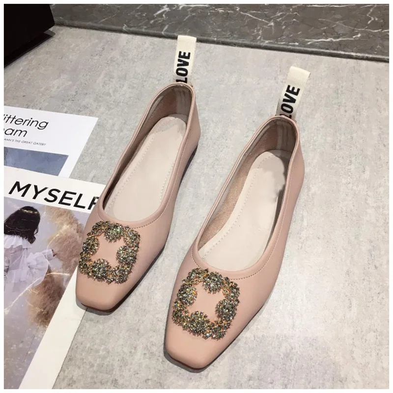 pink 1 SUOJIALUN/; женская обувь; модный красивый со стразами; туфли на плоской подошве; высококачественные женские лоферы без застежки; повседневная женская обувь на плоской подошве - Color: pink 1